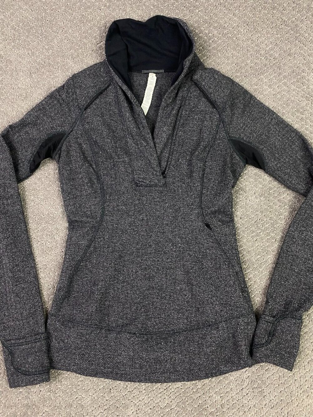 Lululemon Herringbone Pullover Womens 4 Gray Think Fast 1/4 Zip Gym Running